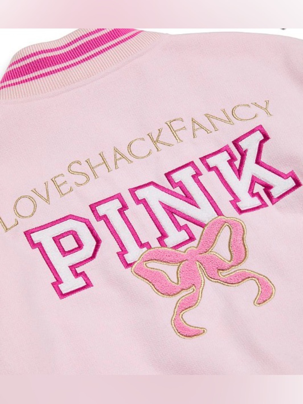 PINK X LOVE SHACK FANCY Varsity Jacket - Picture 3 of 5